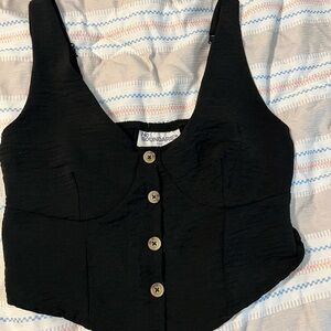 No Boundaries Black Button-Front Bodysuit